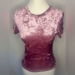 FREE PEOPLE Crushed Velvet Baby Tee in PINK - Size Small | Festival ready